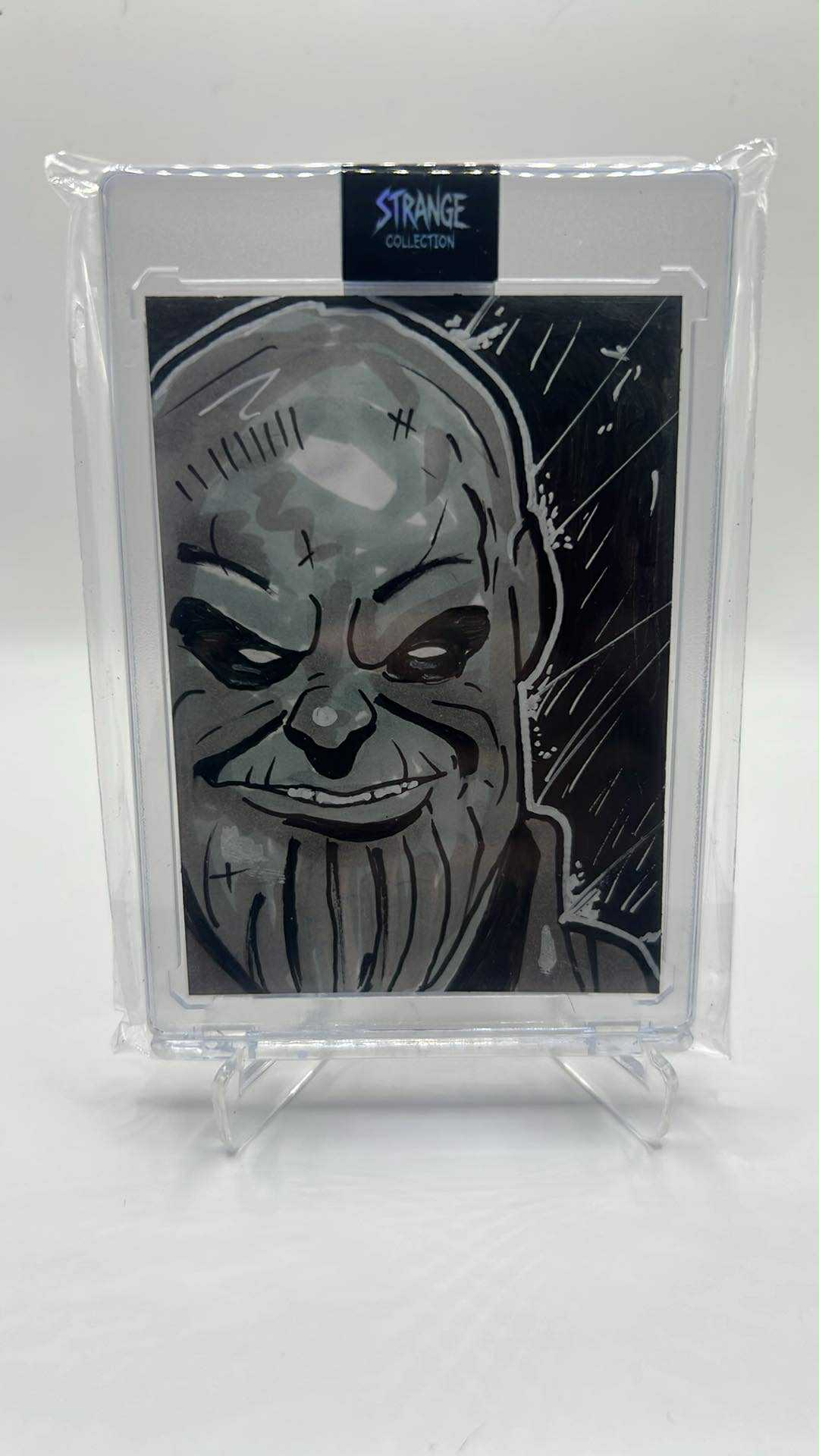 B&W THANOS IN THE RAIN SKETCH CARD